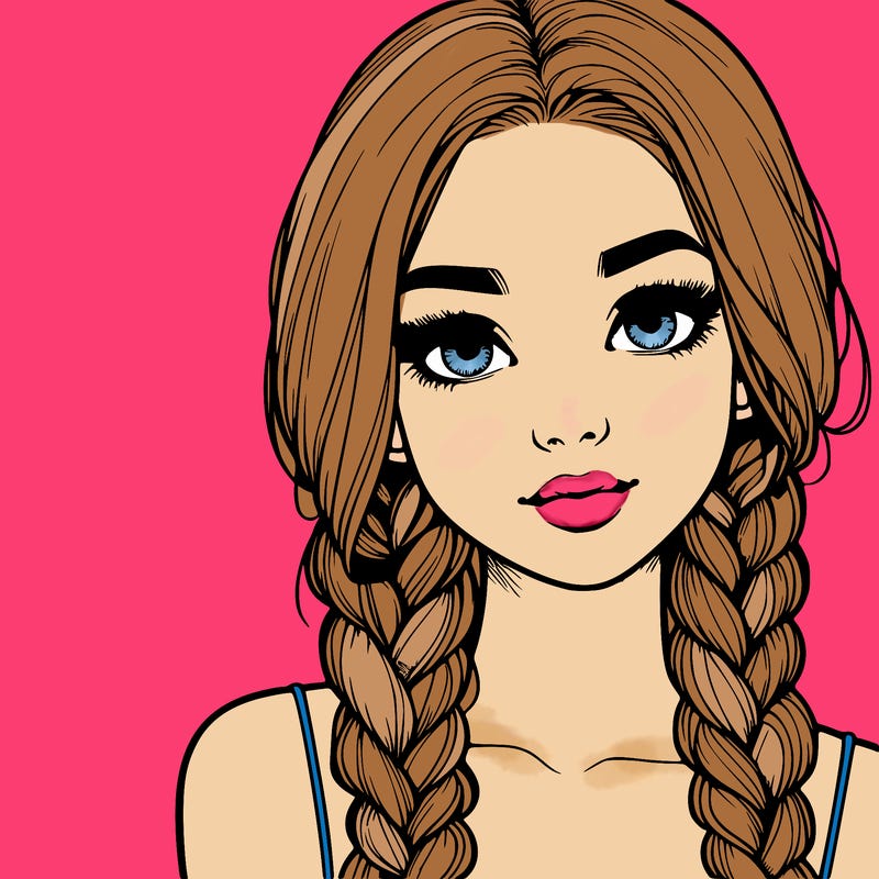 realistic girl with braids