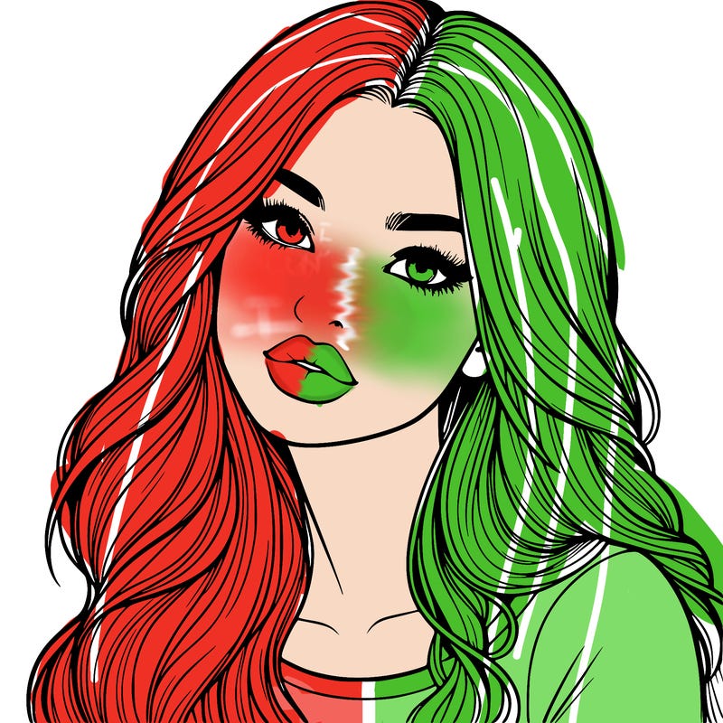 realistic girl with hair on her hair and lips