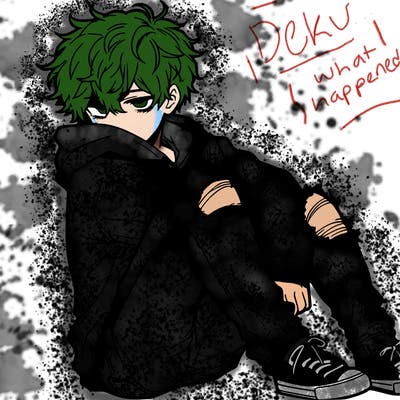 a male hoddie ripped jeans messy hair anime