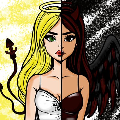 devil vs angel realistic girl