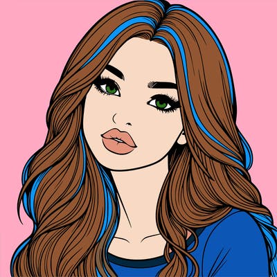 realistic girl with hair on her hair and lips