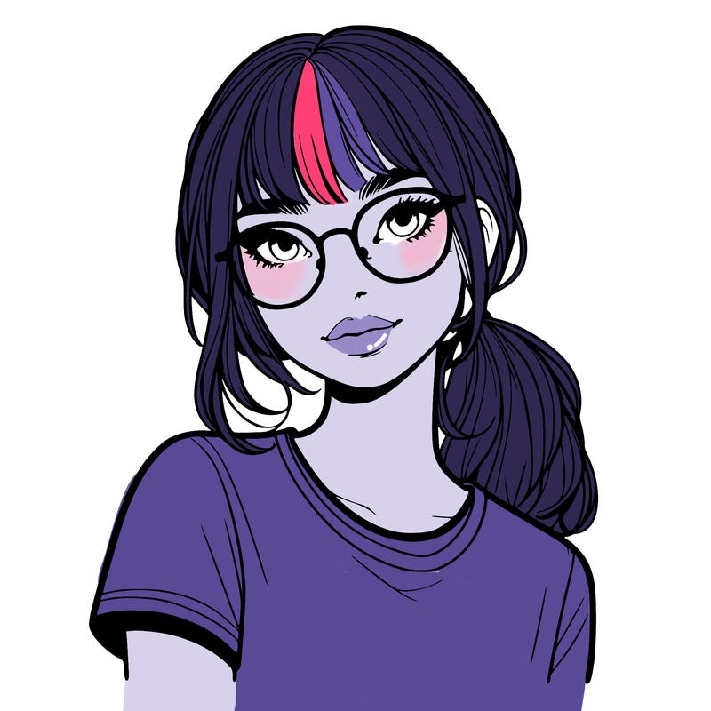 realistic girl with freckles and clear glasses