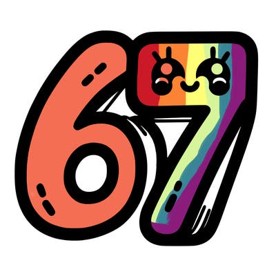 the numbers 67