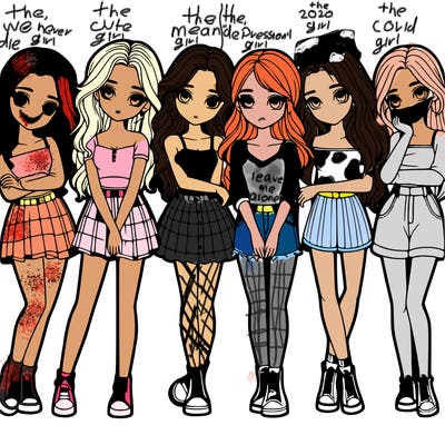 a group of girls realistic