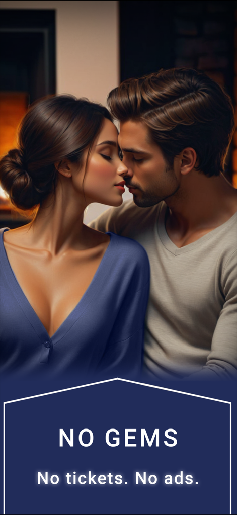 My Way: Stories & Love Episode - My Way 앱의 보석, 티켓, 광고 없음 텍스트가 있는 친밀한 포옹 장면의 로맨틱한 커플