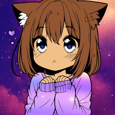shy anime catgirl
