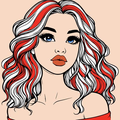 realistic girl with wavy hair and lips