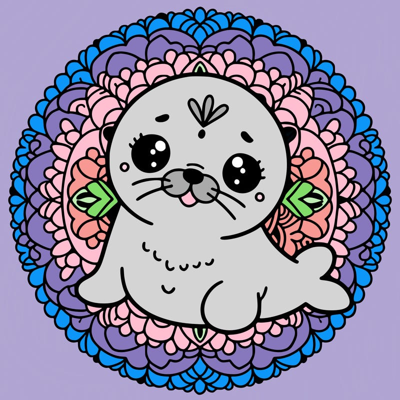 a cute baby seal mandala