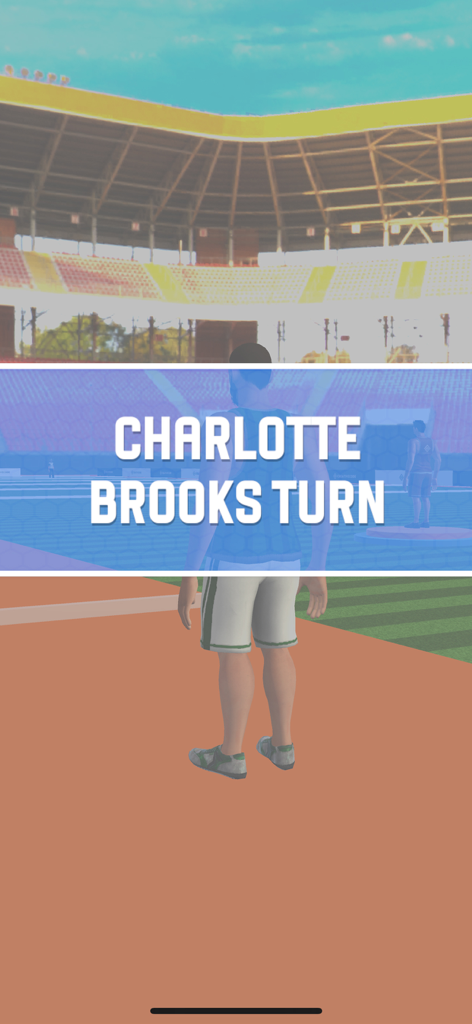 Javelin Clash: Spear Master - Charlotte Brooks turn announcement in the Javelin Clash sports arena