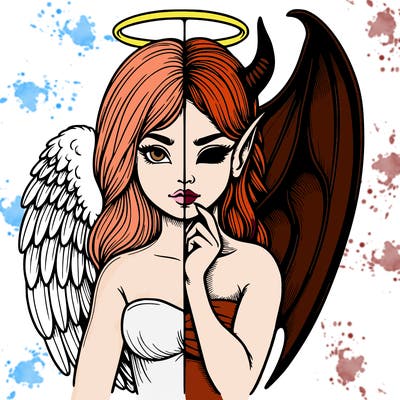 realistic angel half demon