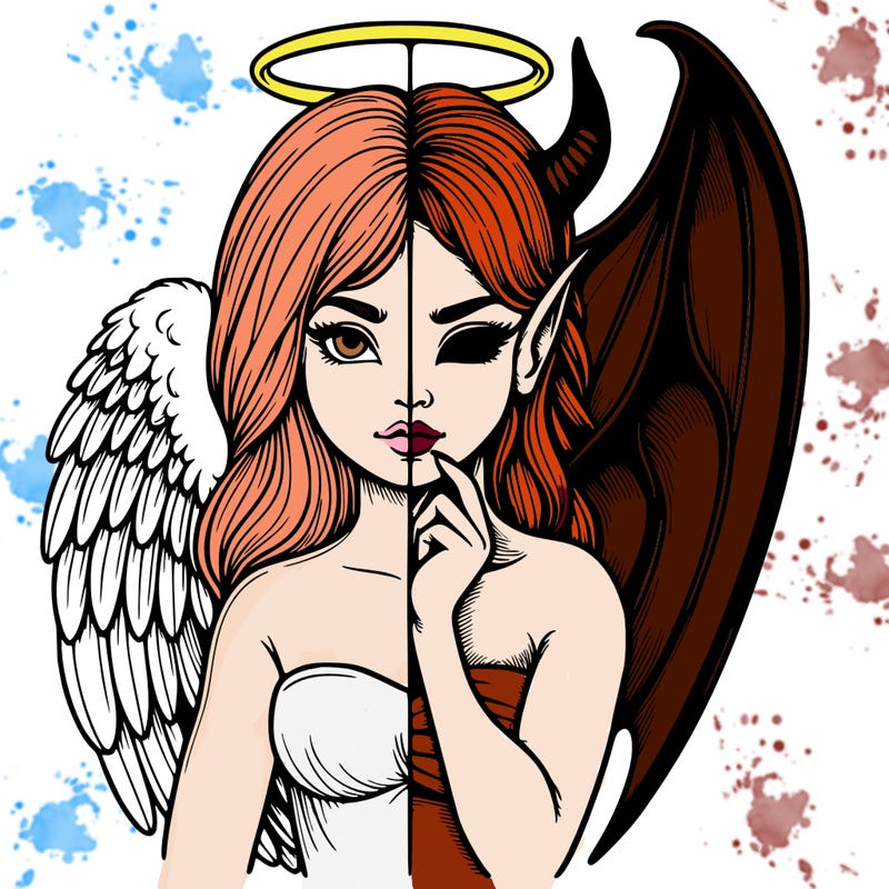 realistic angel half demon