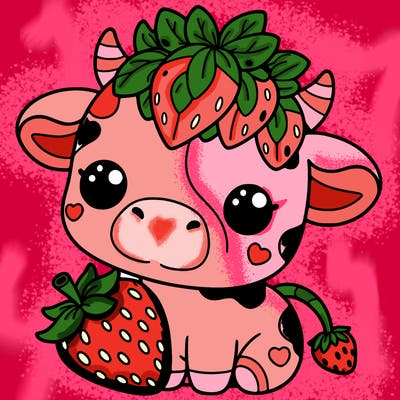 cute strawberry cow