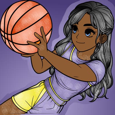 realistic girl playing basketball