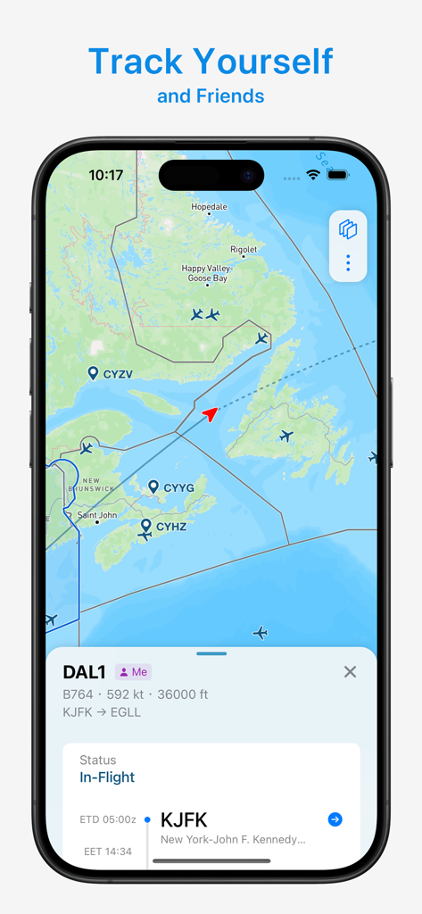 VatScope mobile app showing live VATSIM flight tracking on a map with pilot details