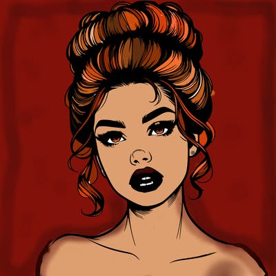 realistic girl wearing a 90s style up due and have full lips