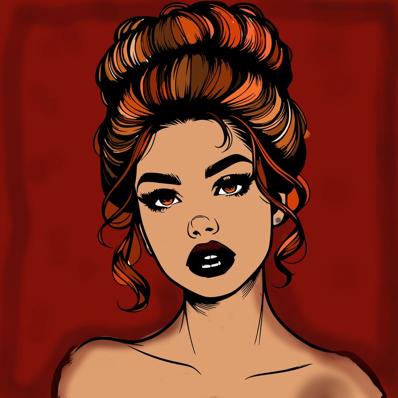 realistic girl wearing a 90s style up due and have full lips