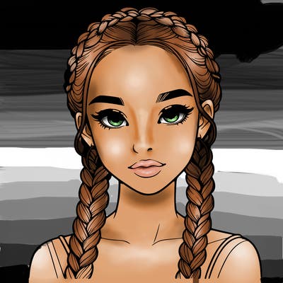 realistic girl with braids