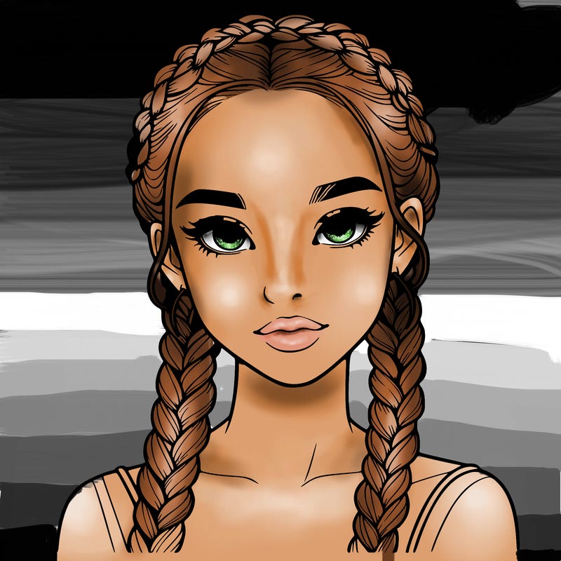realistic girl with braids