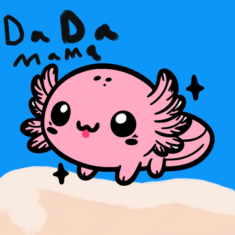 cute easy baby axolotl