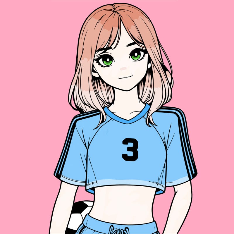 realistic girl wearing soccer jersey