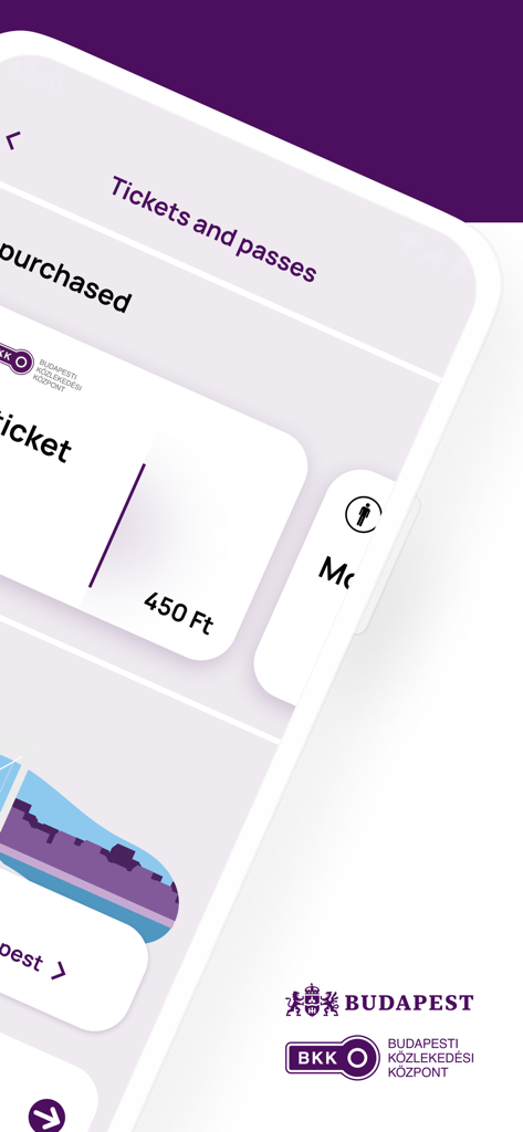 BudapestGO - Pantalla de boletos y pases digitales en la aplicación móvil BudapestGO