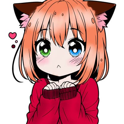 shy anime catgirl