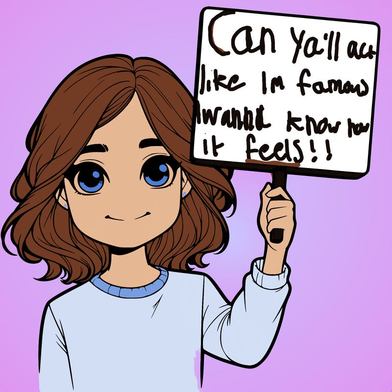 realistic girl holding up a sign