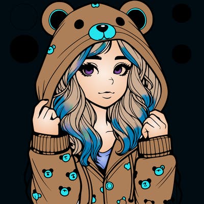 realistic girl in a animal pjs hoodie