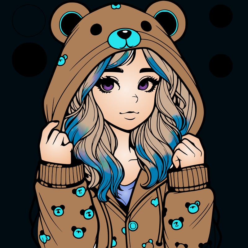 realistic girl in a animal pjs hoodie