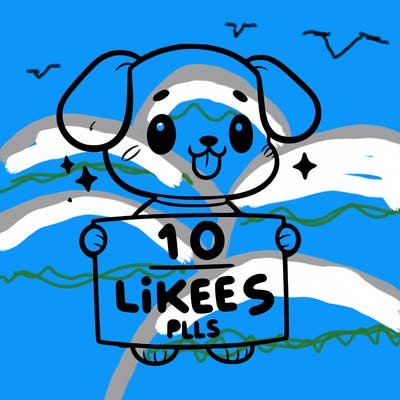 cute dog holding a sign saying 10 likes pls