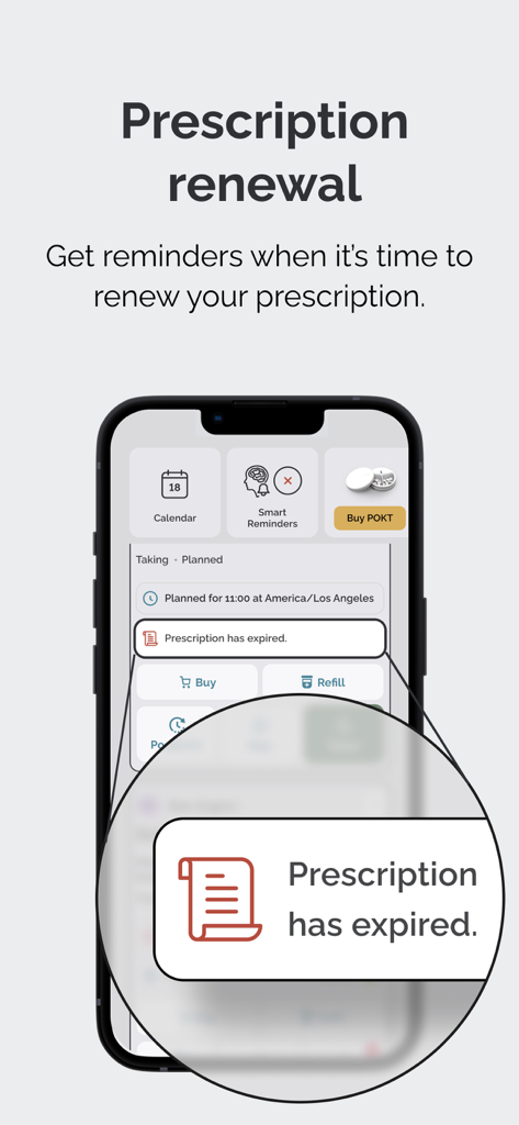 Interface da aplicação Dose Medbox mostrando um lembrete de renovação de receita e um alerta para uma receita expirada.