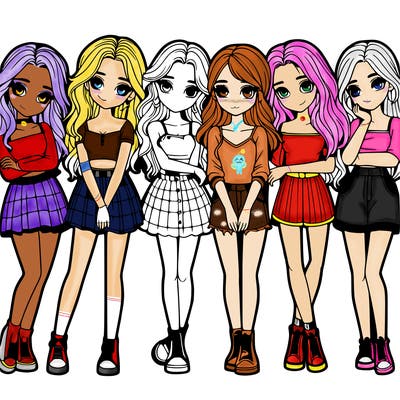 a group of girls realistic