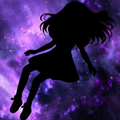 realistic girl floating