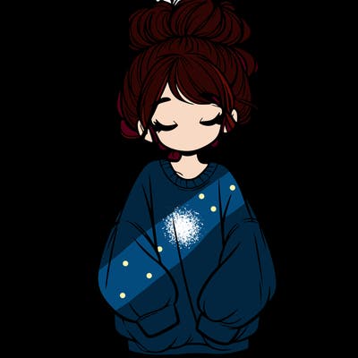 girl with baggy sweatshirt and messy bun