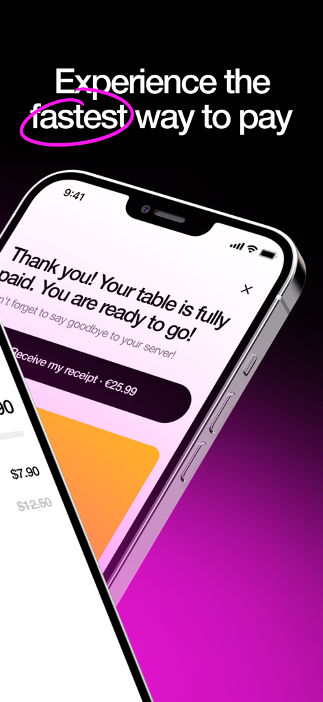 sunday - Pay in restaurants - Smartphone screen showing a successful restaurant bill payment confirmation on the Sunday app