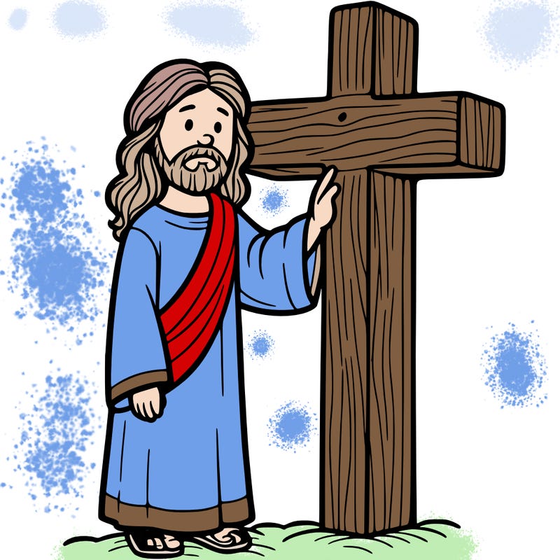 jesus standing beside the cross