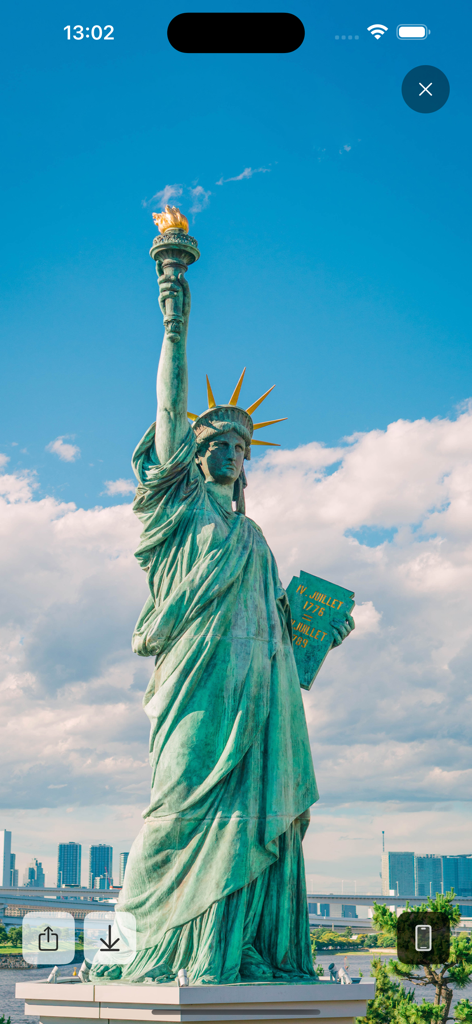 Freiheitsstatuen-Hintergrundbild-Vorschau in der Lock Screen 18 App