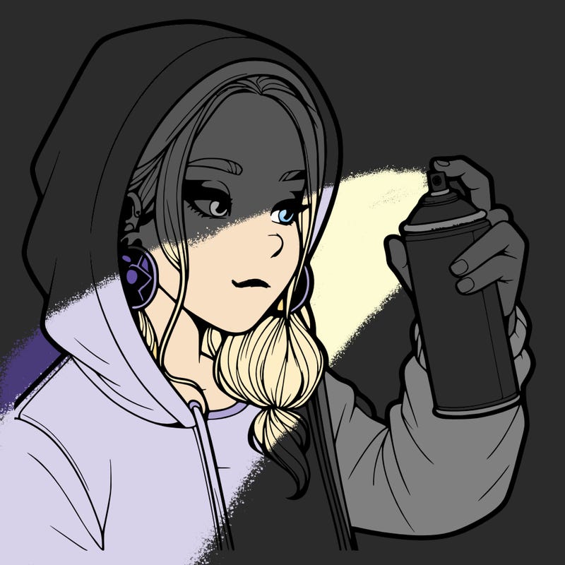 a realistic girl, spray painting