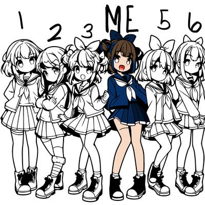 a group of young anime girls