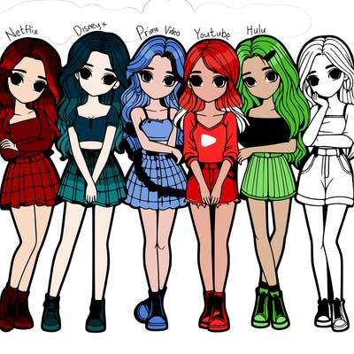 a group of girls realistic