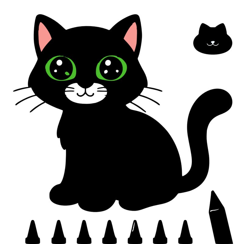 black cat with green eyes