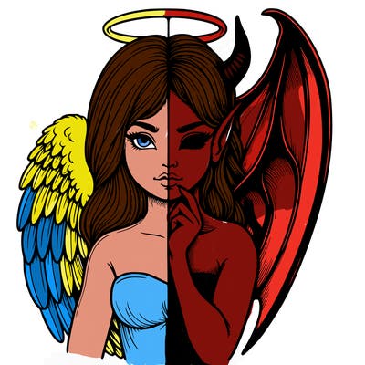 realistic angel half demon