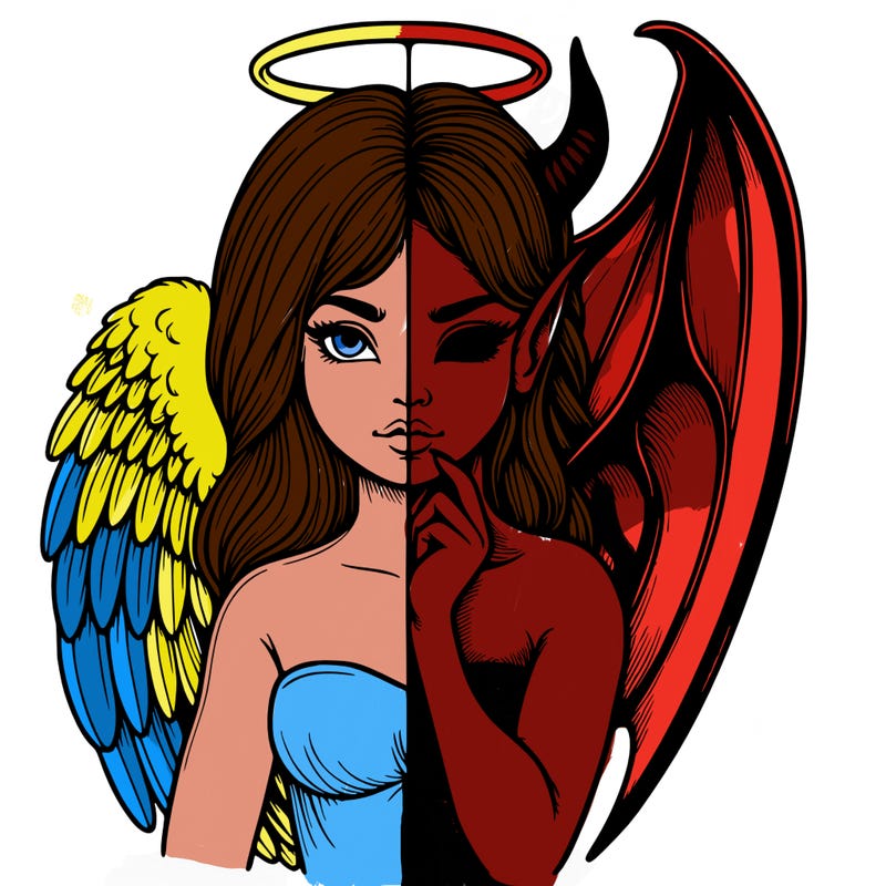 realistic angel half demon