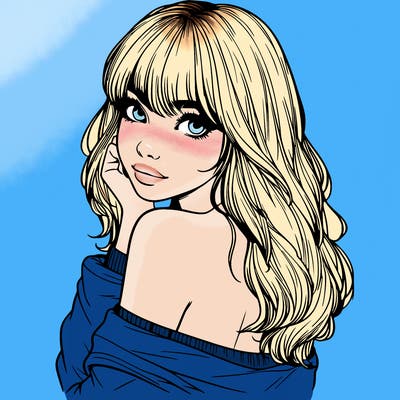 realistic girl with bangs looking over her shoulder