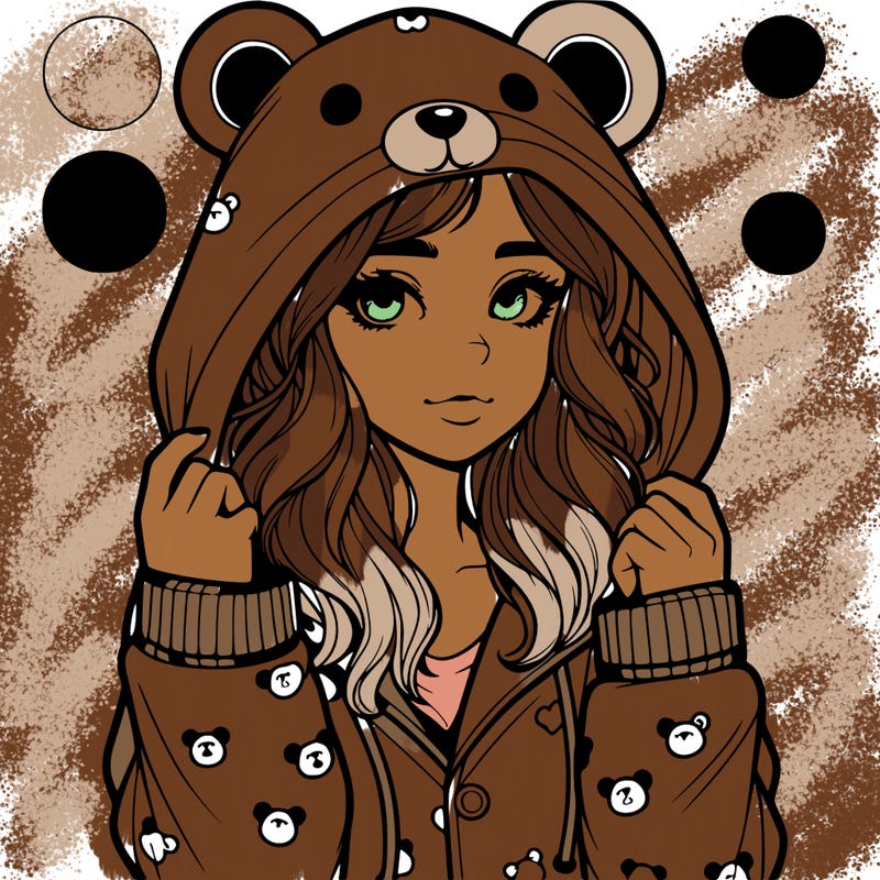 realistic girl in a animal pjs hoodie