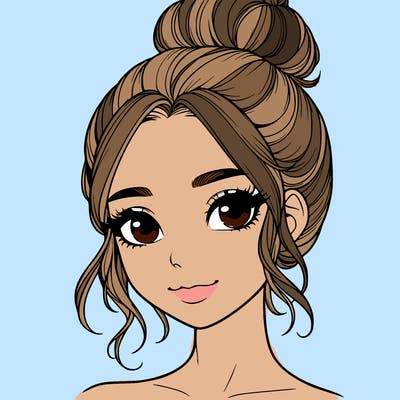 realistic pretty girl with hair in bun