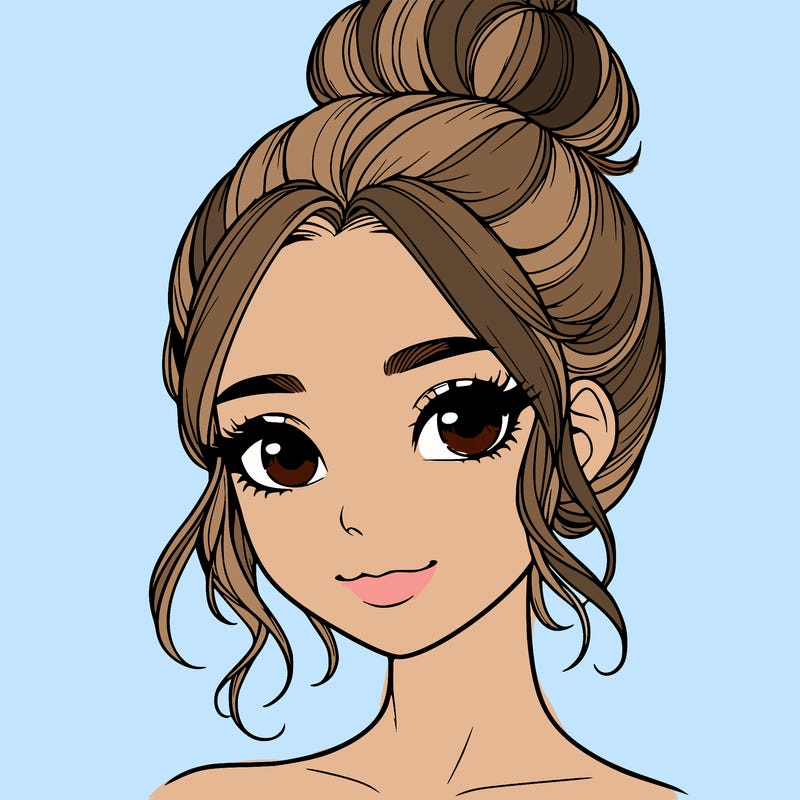 realistic pretty girl with hair in bun