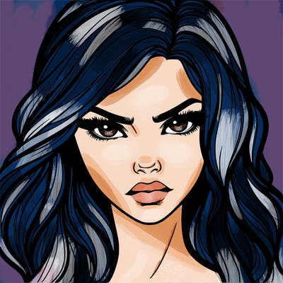 beautiful realistic girl with siren eyes and is intimidating