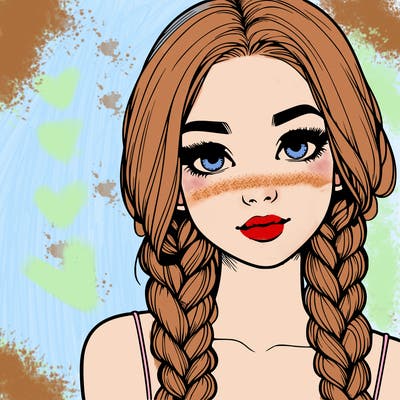 realistic girl with braids