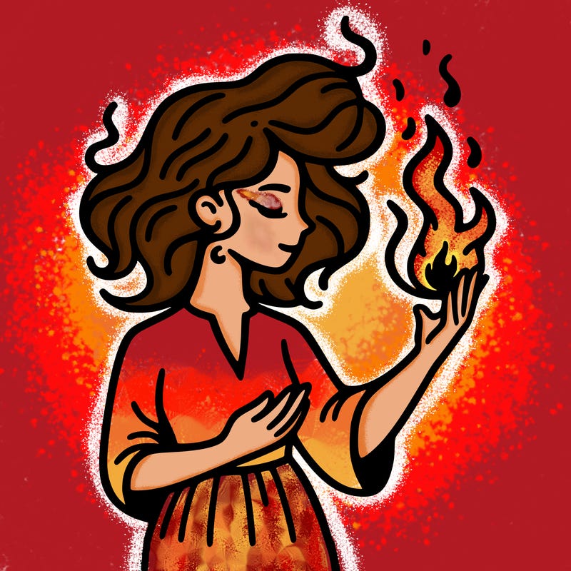 woman with fire